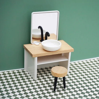 1:6/1:12 Dollhouse Miniature Bathroom Set Shower Room Toilet Bathtub Sink Commode Furniture Decor Toy Doll House Accessories