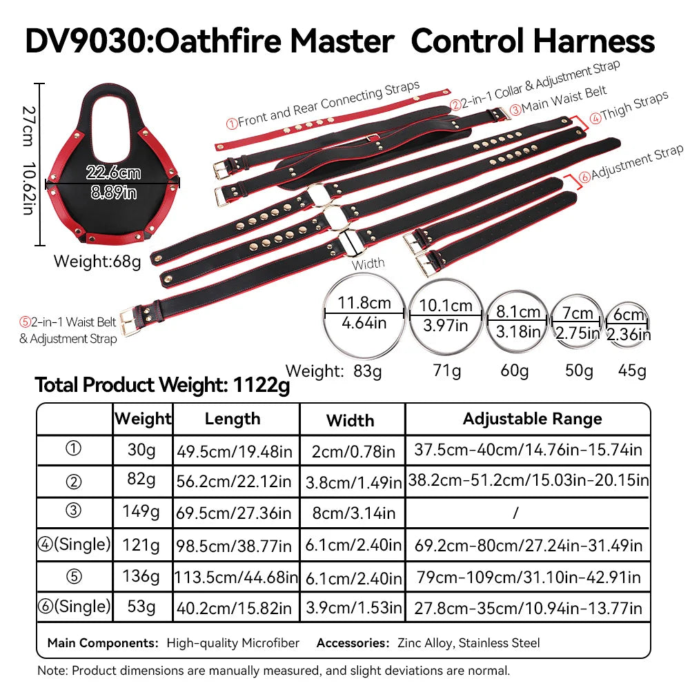 ANOSX Leather Control Harness Body Bondage Belt Kit Restraint Straps Neck To Thigh Strap Collor With Cock Ring Strap On Belts