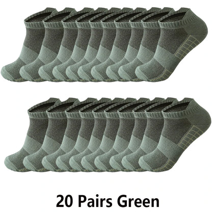 10/20 Pairs Ankle Socks Men Women Breathable Mesh Cotton Socks Running Sports Solid Color Boat Socks Couple Student Ear thletic
