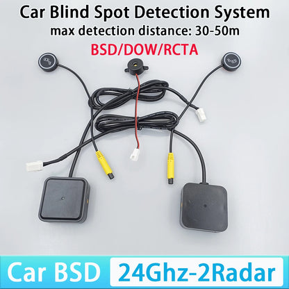 Car BSD blind spot monitoring system 24GHz microwave radar DOW/RCTA/BSD blind area lane change assistance max detection 30-50m