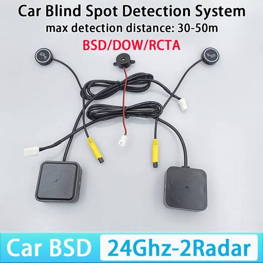 Car BSD blind spot monitoring system 24GHz microwave radar DOW/RCTA/BSD blind area lane change assistance max detection 30-50m
