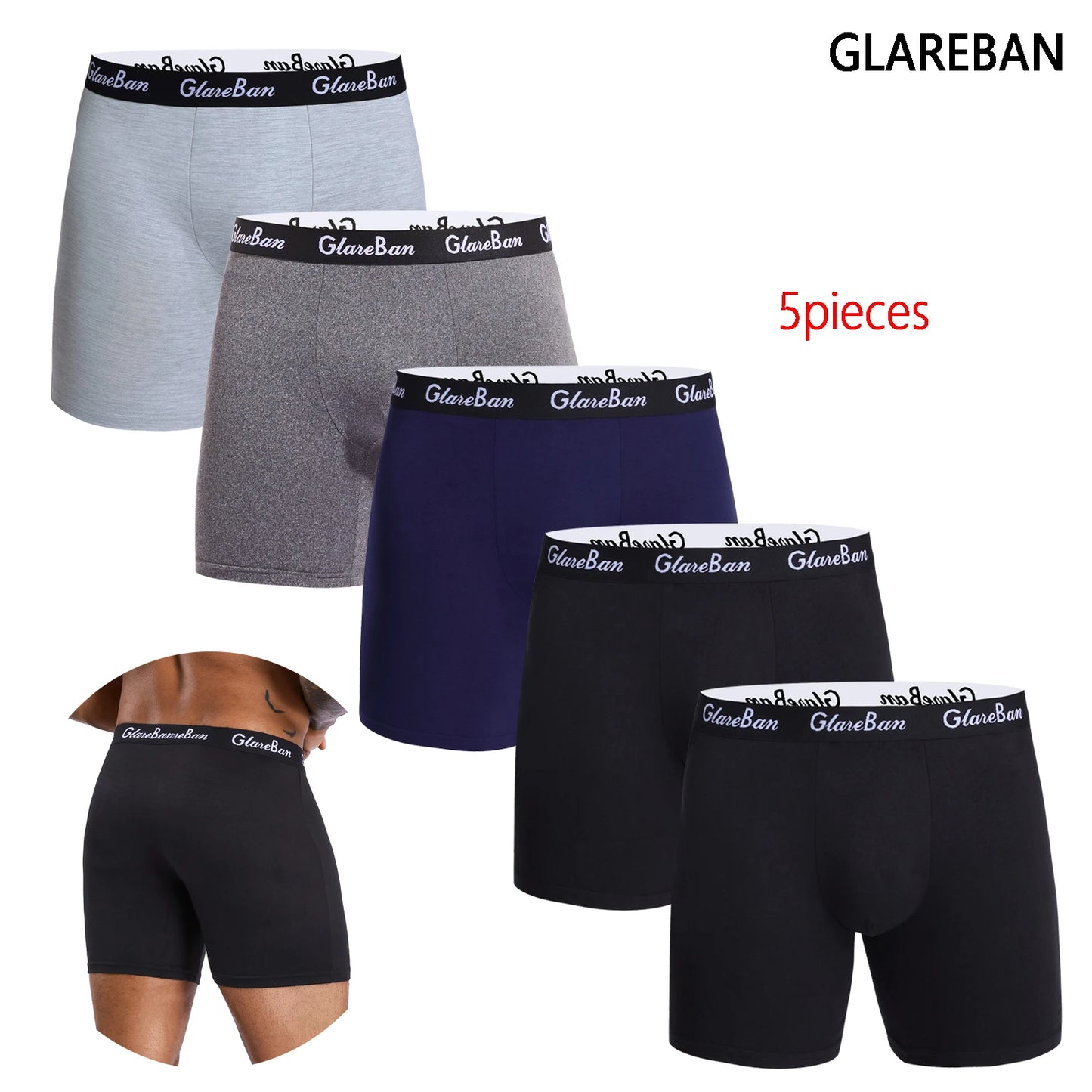 5pcs Set Mid-Long Boxer Shorts Halloween Underwear Male Underpants for Men Homme Boxershorts Slips Soft Panties Brand Sexy