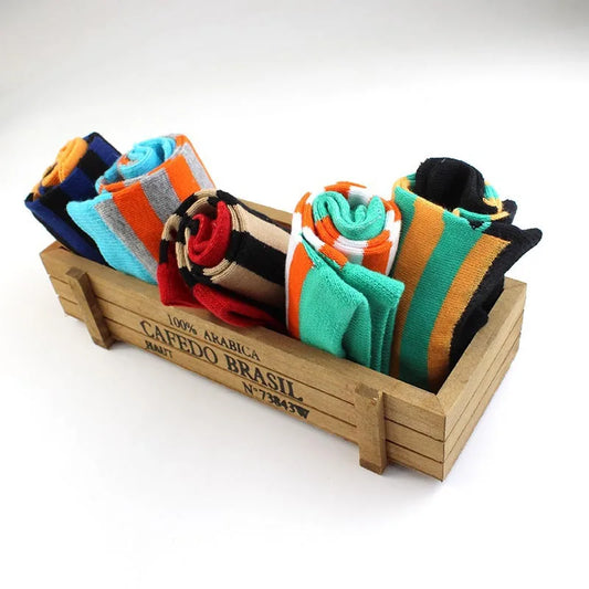 5 Pairs/lot Combed Cotton Ankle 5 Finger Socks Men Boy Striped Colorful Casual Sweat-Absorbing Breathable Boat No Show Toes Sock
