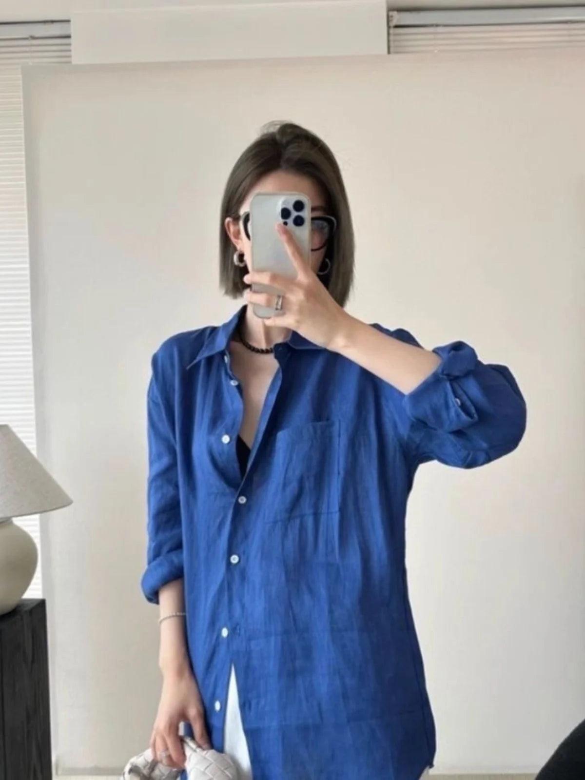 Women's Pure Linen Shirt Loose Fit Cotton Linen Sun Protection Versatile Shape Summer New plus Size Shirt Coat  Collar