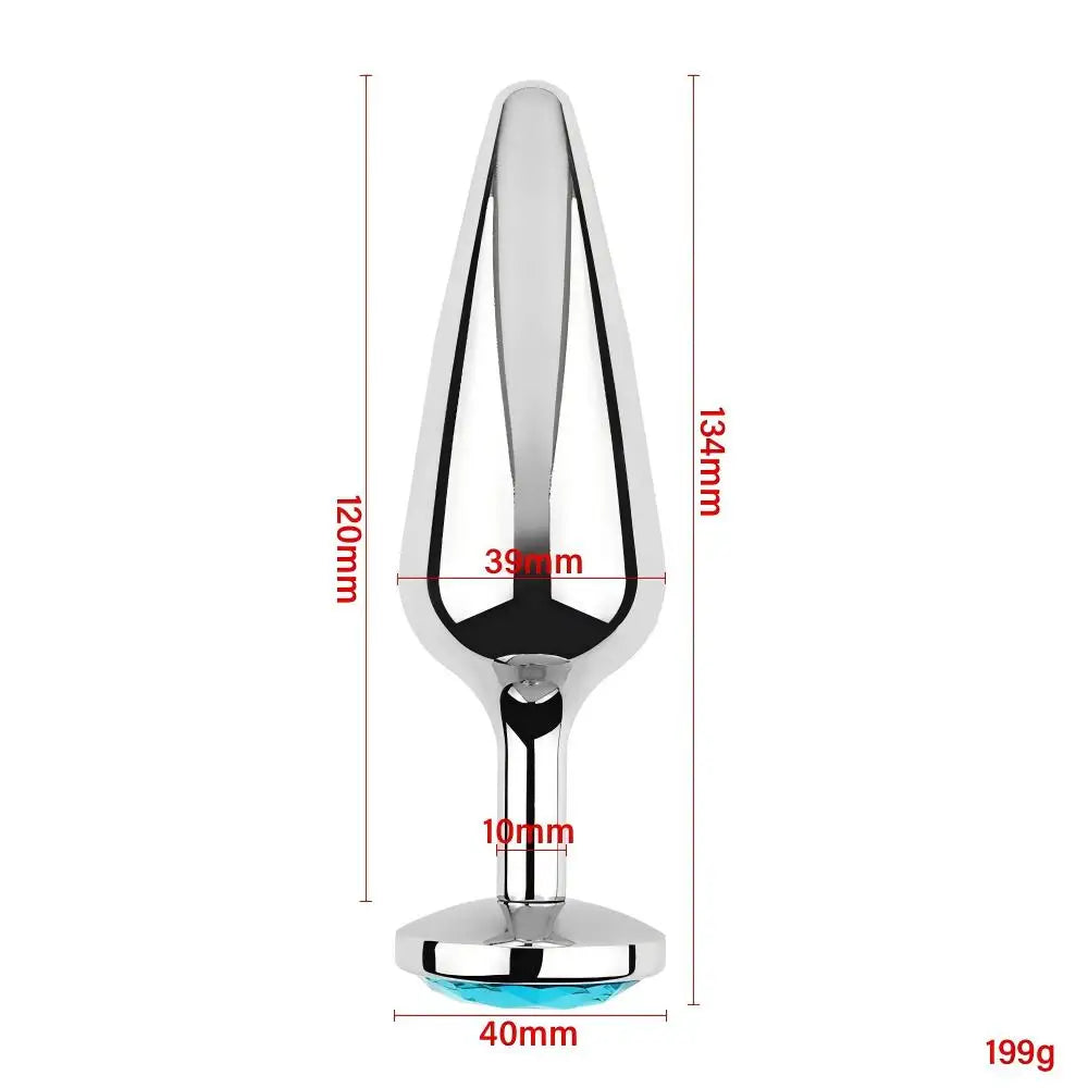 Lake Blue Gem Silver Metal Anal Plug Set by Dream Vibe Anal Trainer Kit Prostate Sex Toy Unisex Couple Backdoor Intimate Gift