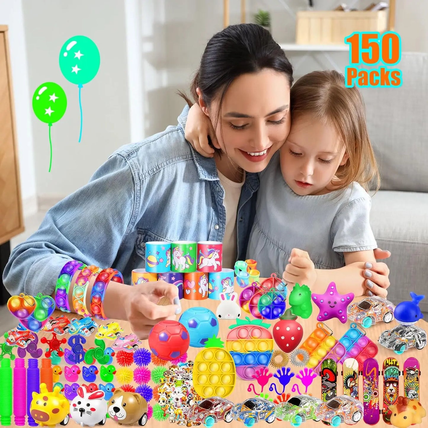 75/150Pack Fidget Toys Bulk, Party Favors for Kids, Treasure Box Toys for Classroom, Stocking Stuffers Goodie Bag for Boys Girls