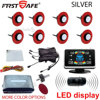 12V 16.5mm Parking Sensor Kit 6/8 Sensor Buzzer Reverse Radar Sound Alarm Indicator Probe System