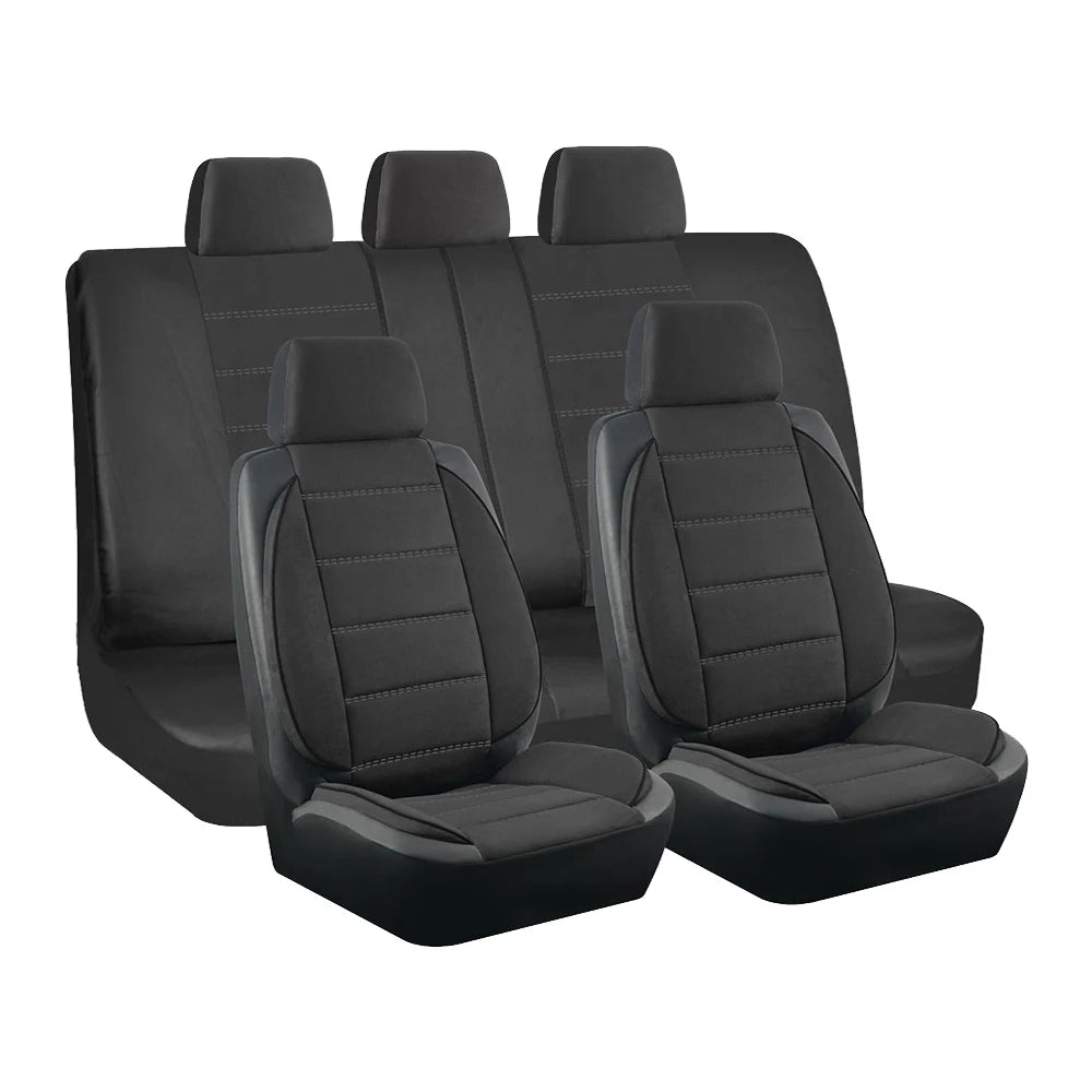 NEW Car Seat Covers Suede and Leather Stitching Seat Covers Universal Size Fit for Car SUV Truck Vans Accessories Interior