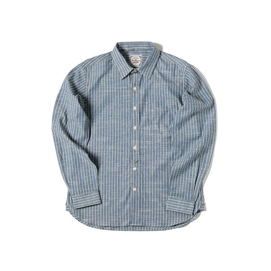 Red Tornado Retro Candy Stripes Work Shirt Men's Daily Casual L/S Shirt Amekaji