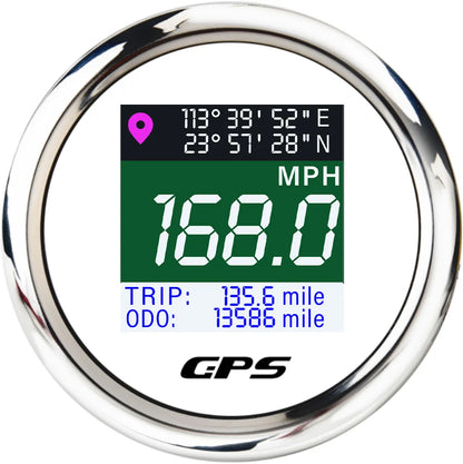 52mm GPS Speedometer Odometer Adjustable LCD Odometer Speed Gauge with GPS Antenna for Boat Car Motorcycle Motor Yacht