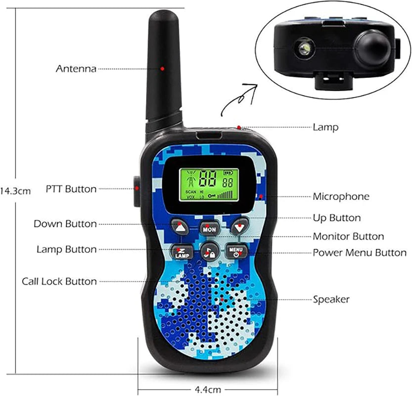 2 Pack Kids Walkie Talkies with Flashlight & LCD Screen, 3 Miles Long Range, Perfect for Outdoor Adventures, Camping and Hiking