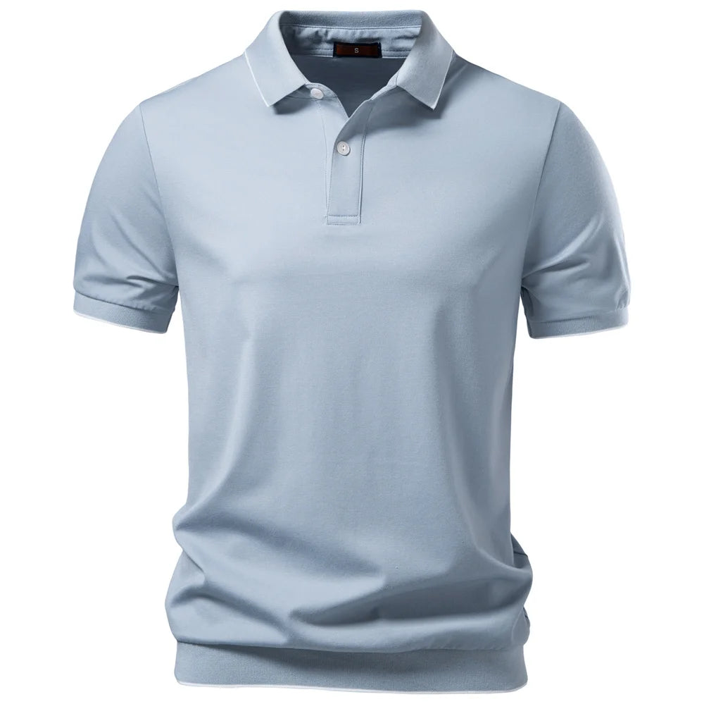 AIOPESON Tencel Polo Shirt Men‘s Solid Color Old Money Design Premium Fabric Skin Friendly Cool Breathable Soft Wear