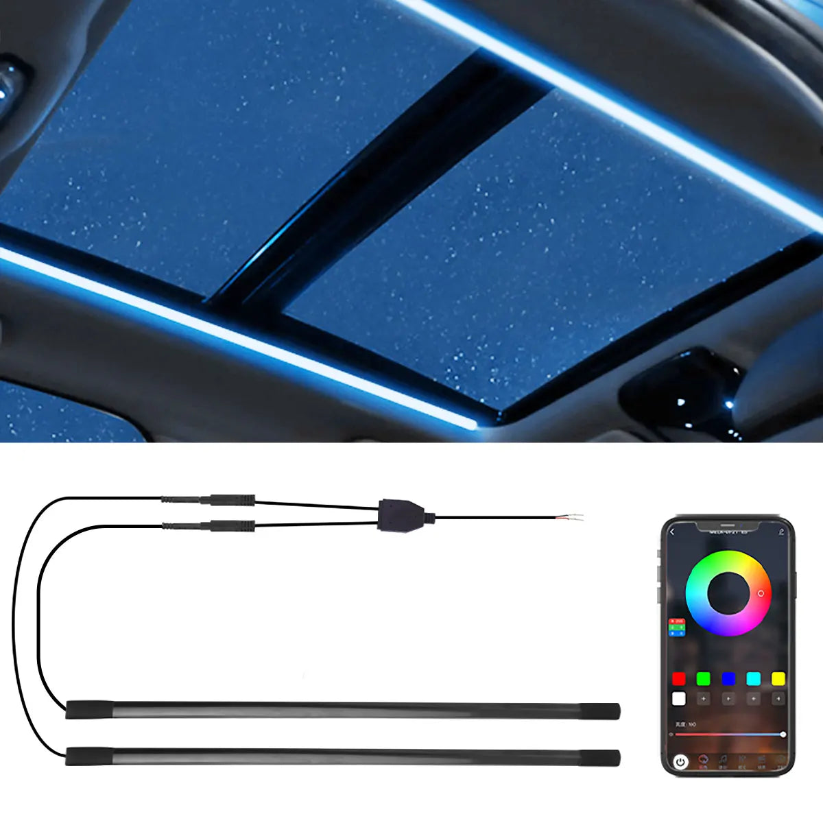 150cm Sunroof LED Strip Symphony Ambient Lamp RGB Car Roof Panoramic Skylight Ambient Streamer Lights Neon Lighting Universal
