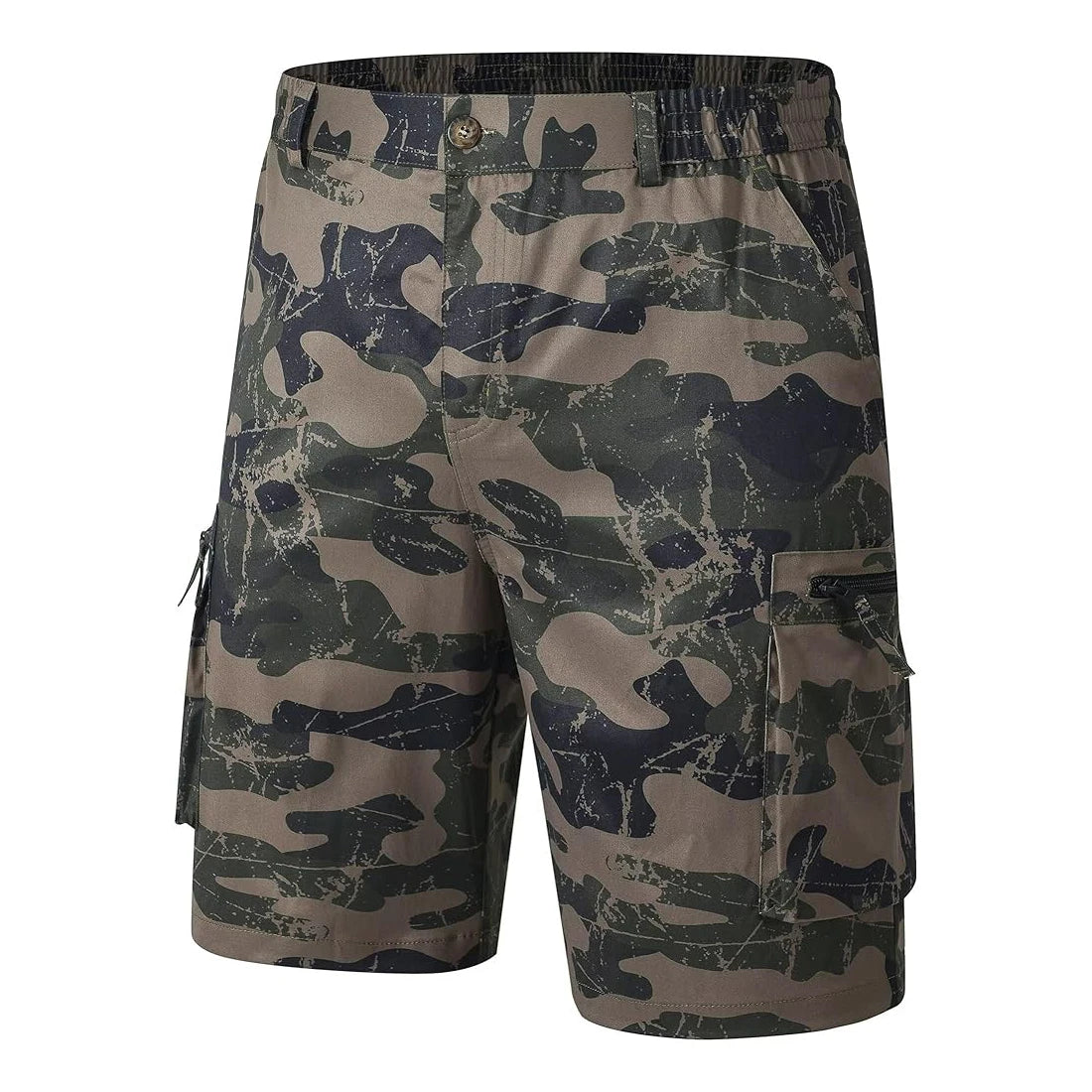 Men's Summer Breathable Cargo Shorts Loose Casual  Elastic Waist Multi-Pocket shorts Suitable for Outdoor Sports And Daily Wear