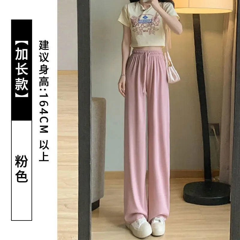 Slimming High Waist Ice Silk Wide Leg Pants for Pear aped Women Casual Summer orts plus Size  pe Comfortable Trousers