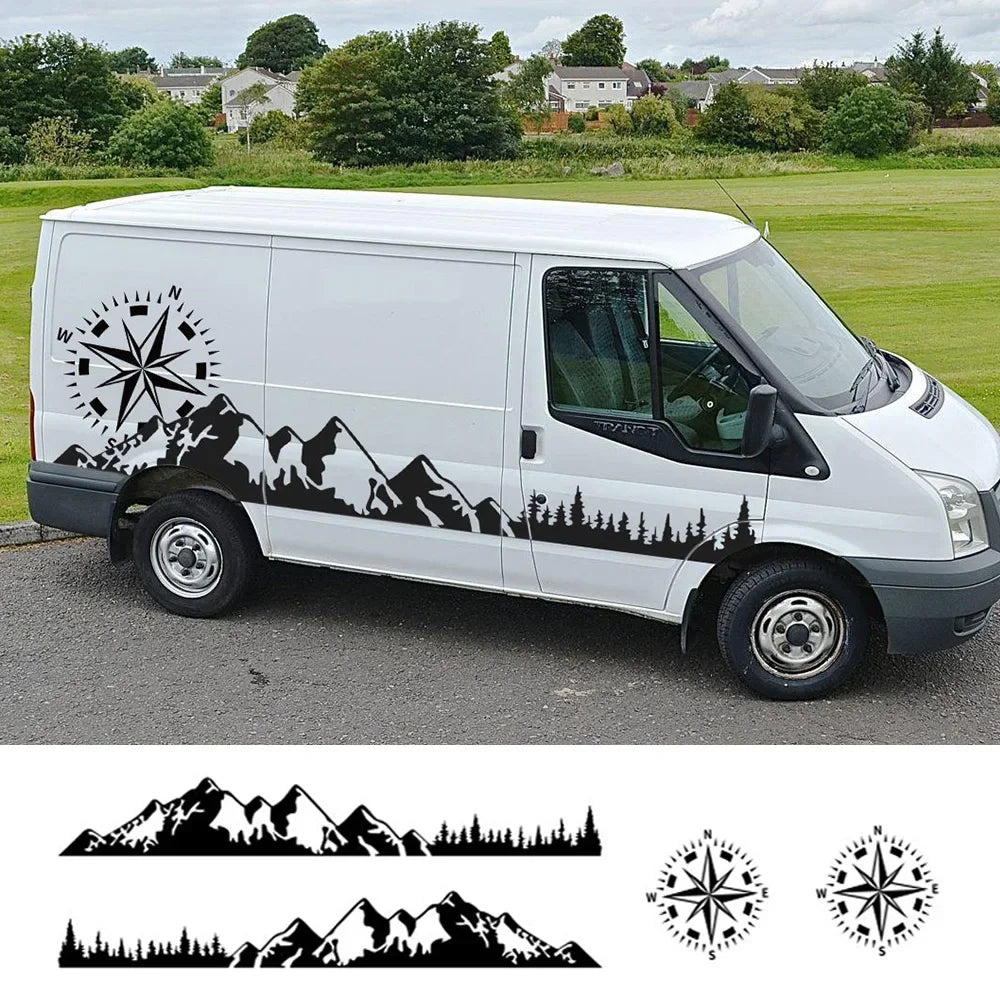 Car Door Stickers Motorhome Camper Van For Ford Transit MK6 MK7 MK8 Tuning Accessories Compass Graphics Vinyl Film Decals