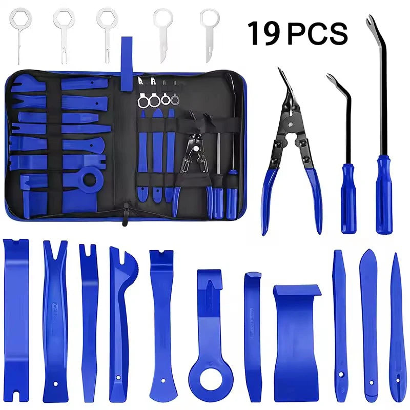 1-19pcs Car Hand Tool Set Car Disassembly Tool Kit Stereo Repair DVD Repair Tool Dashboard Removal Interior Plastic Trim Panel