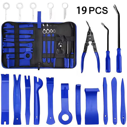 1-19pcs Car Hand Tool Set Car Disassembly Tool Kit Stereo Repair DVD Repair Tool Dashboard Removal Interior Plastic Trim Panel