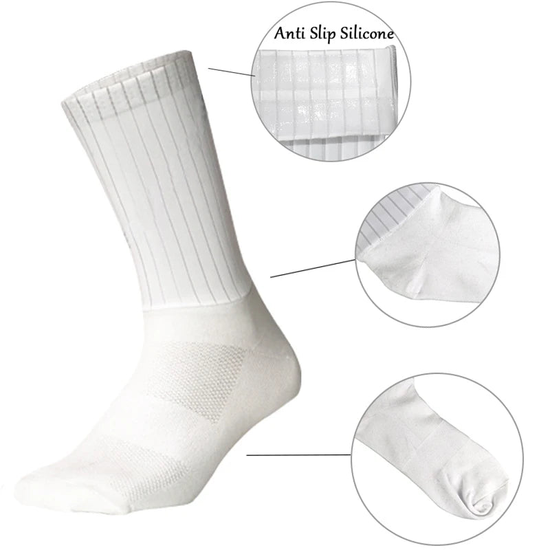 Cycling Slip Anti Silicone Summer Whiteline Aero Socks Socks Men Bicycle Sport Running Pure Color Bike Socks Calcetines Socks