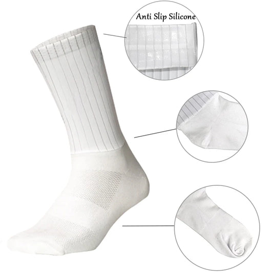 Cycling Slip Anti Silicone Summer Whiteline Aero Socks Socks Men Bicycle Sport Running Pure Color Bike Socks Calcetines Socks