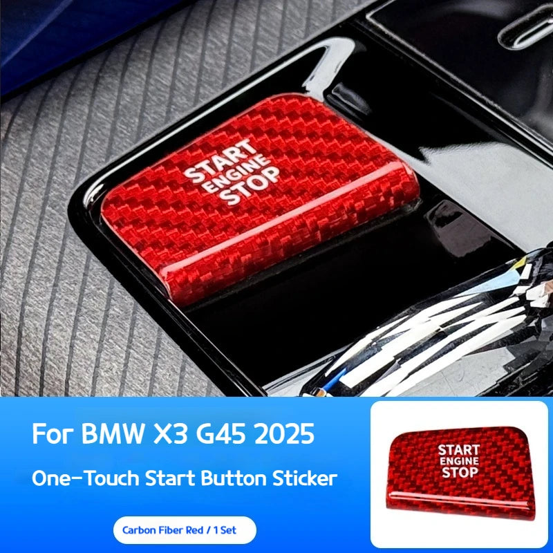 For BMW 5 7 X3 series i5i7 G45 G60 G70 2023-2026 Real carbon fiber one-key start button decorative stickers interior accessories