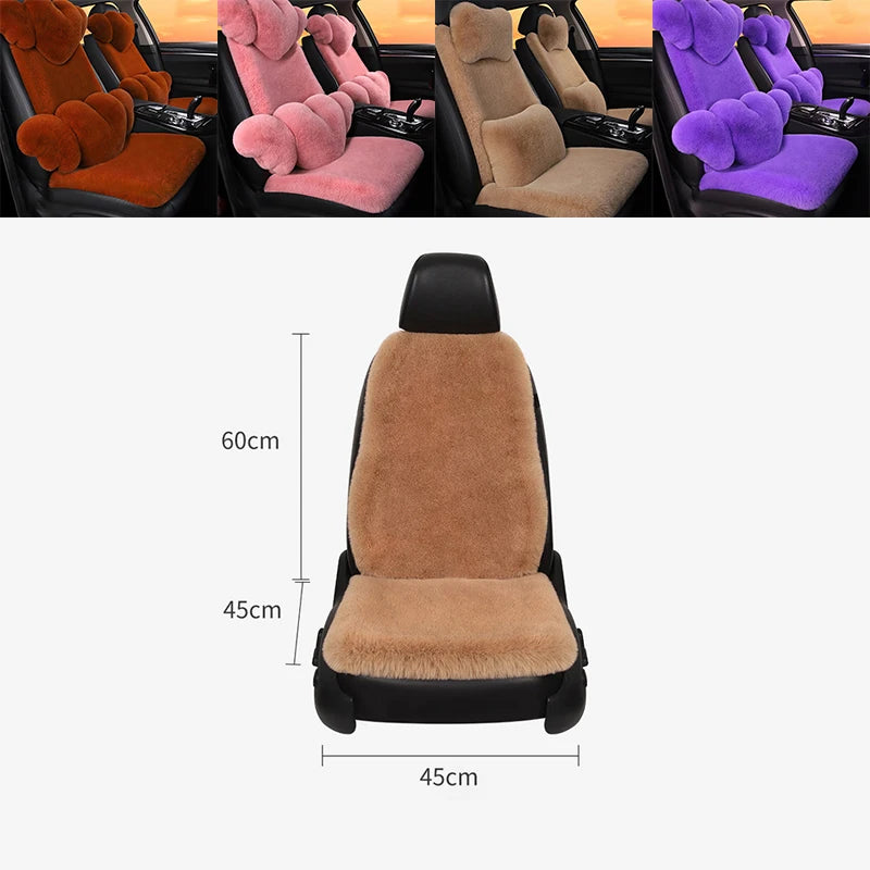 2/3/4pcs Super Soft Fluffy Rabbit Faux Fur Car Seat Cover Winter Plush Warm Thick Home Car Seat Cushion Pad Neck/Waist Pillow