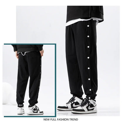 Men's Buttons Pants Running Sports Trousers Male Casual Jogger Basketball Football Sweatpants Outdoor Loose Hiphop Streetwears