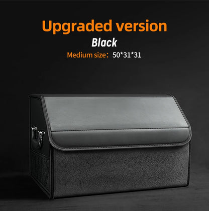Car Suede Trunk Organizer Large Capacity Leather Foldable Storage Box Portable Multifunctional Tool Organizer Car Accessories