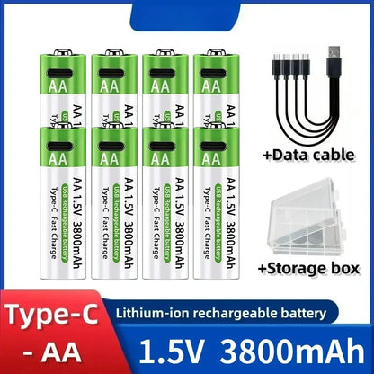 2025NEW Lithium-Ion Battery Type-C Rechargeable High-Capacity Battery AA&AAA Battery For remote control, mouse, electric toys
