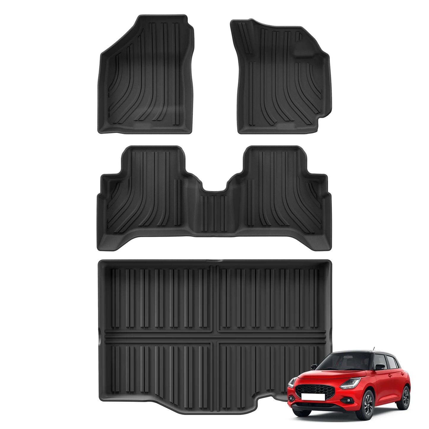 Right Drive for Suzuki Swift 2016-2024 Fuel Floor Mats Trunk Pad Cargo Liner TPE Waterproof Protective Car Inteiror Accessories