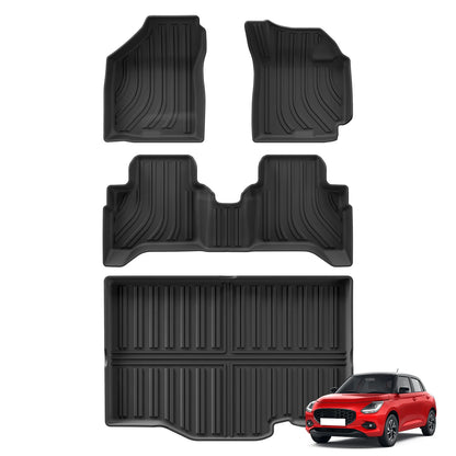 Right Drive for Suzuki Swift 2016-2024 Fuel Floor Mats Trunk Pad Cargo Liner TPE Waterproof Protective Car Inteiror Accessories