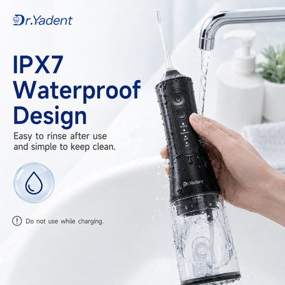Dr.Yadent YD06 Cordless Oral Irrigator WaterFlosser 300ML Portable Water Jet USB-C Fast Charge 7 Nozzles 4 Modes IPX7 Waterproof
