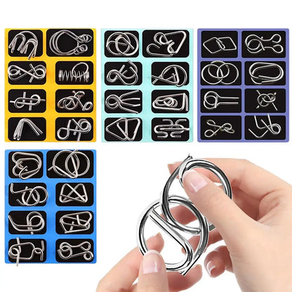 Metal Puzzles For Kids Chinese Ring 16 Pieces Brain Teaser Metal Puzzle Set For Students Children Adults Home Party Game Night