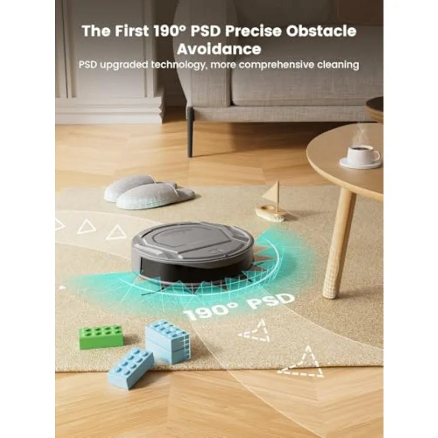 Robot Vacuum Cleaner, 120 Mins Runtime, Compact Design, Low Noise, Powerful Suction, Wi-Fi/App/Voice Control, Self-Charging, Sc