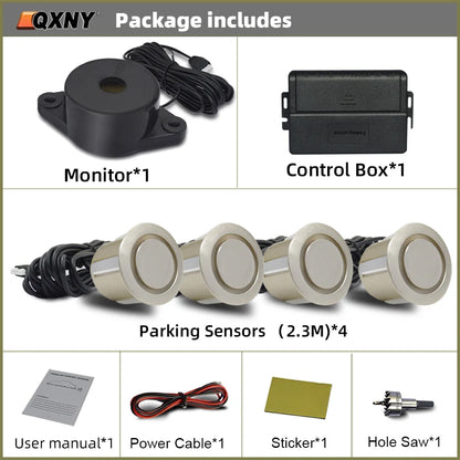 Car Auto Parktronic Reverse Backup Radar With 4 Parking Sensors Kit Buzzer Sound Alarm Detector System Rear No Display Monitor