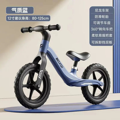 Kids Balance Bike No Pedal For 1 To 8 Yrs Old With Air Tires Nylon Fiberglass Frame Non Slip Silicone Grips Comfy Seat