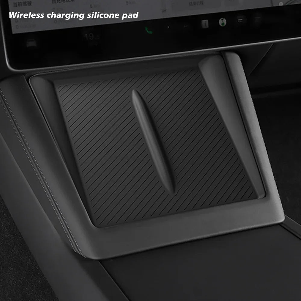 For Tesla New Model Y 2025 Launch Juniper ABS with Silicone Non-slip Mat Console & Armrest Storage Box Upper and Lower Watercup