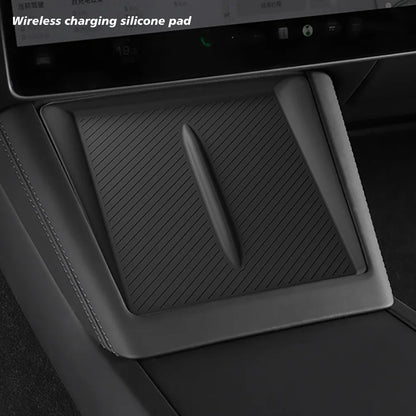 For Tesla New Model Y 2025 Launch Juniper ABS with Silicone Non-slip Mat Console & Armrest Storage Box Upper and Lower Watercup