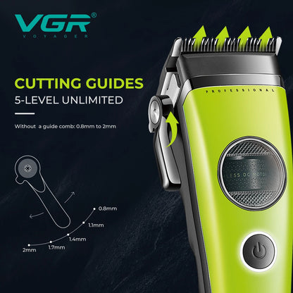 VGR Hair Trimmer Professional Brushless Motor Clipper Hair Cutting Machine Adjustable Charging Base Hair Trimmer for Men V-880