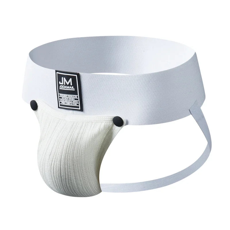 JOCKMAIL Athletics Jockstrap Men Underwear Man Thongs G Strings Cuecas Slip Removable Pouch Tanga Hombre Breathable 3" Wide Belt