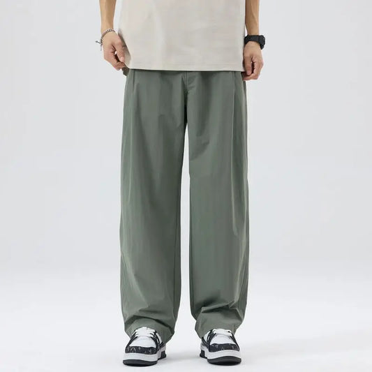 2026 Men's Suit Pants Spring and Summer Loose Wide-Leg Straight-Leg Trendy Trousers