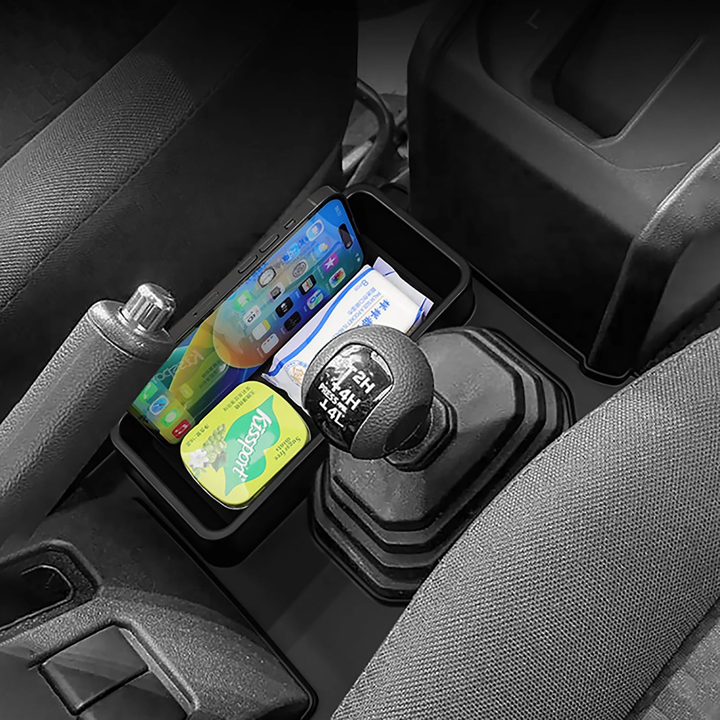 Car Gear Shift Storage Box Center Console Organizer Tray Phone Cup Holder for Suzuki Jimny 2024 2025 AT Model Interior Accessory