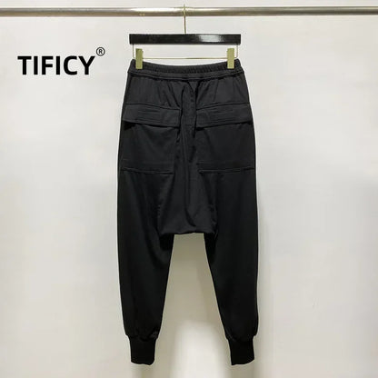 High Street Cotton Pant Cansual Men's Versatile Dark RICK RO Casual Harem Loose Pants Hanging Crotch Sweatwear Long Pants