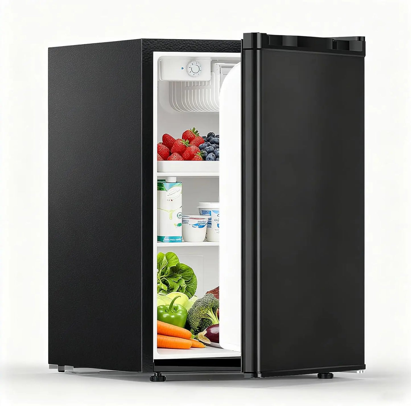 2.6 Cu.Ft Dorm Fridge with Freezer, Single Reversible Door Compact Refrigerator, Adjustable