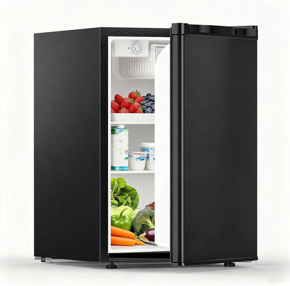 2.6 Cu.Ft Dorm Fridge with Freezer, Single Reversible Door Compact Refrigerator, Adjustable