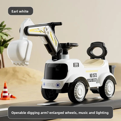 Kids Excavator Rideable Push Car Construction Toy Boys Girls Babies Children's Excavator Scooter Wiggle Car Toys