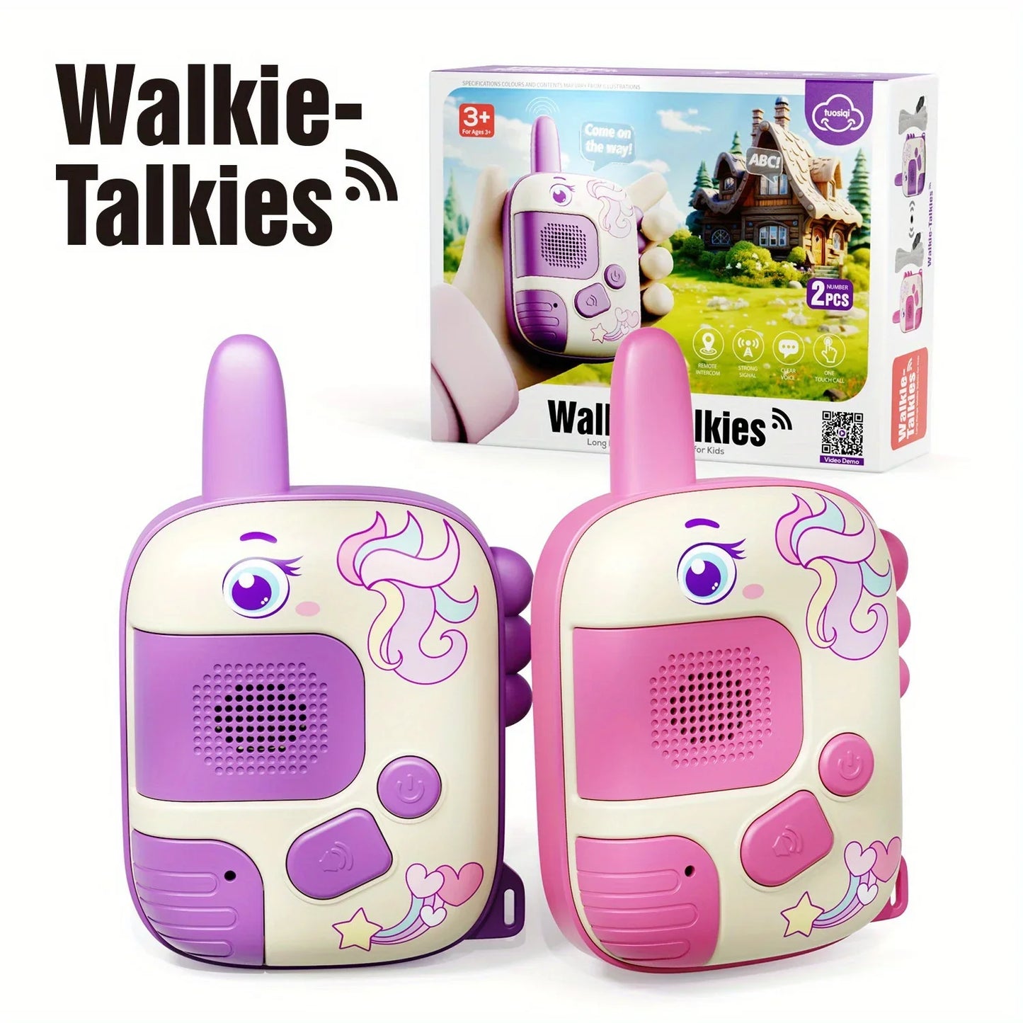 Pink Unicorn Walkie Talkies Toys with LanyardsA for Outdoor Camping Games & Birthday Christmas Toys Gifts for Boys Girls Kids