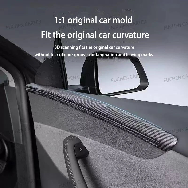 For Tesla ModelY Juniper2025 Car Door Decorative Strip ABS Carbon Fiber Texture Anti - Scratch Protective Interior Car Accessory