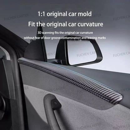 For Tesla ModelY Juniper2025 Car Door Decorative Strip ABS Carbon Fiber Texture Anti - Scratch Protective Interior Car Accessory