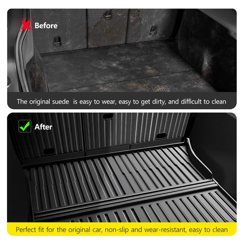 For Tesla Model Y Juniper 2025 2026 Trunk Mat TPE Waterproof Anti-Slip Anti-Scratch Integrated Cargo Liner Car Backrest Pad